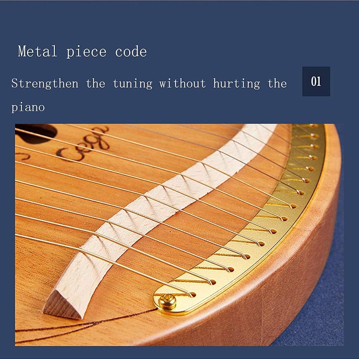 WowZza 24 String Lyre Harp Mahogany Solid Wood Musical Instrument with Tuning Wrench, Beginner Kids Adults Instrument/Green/Size