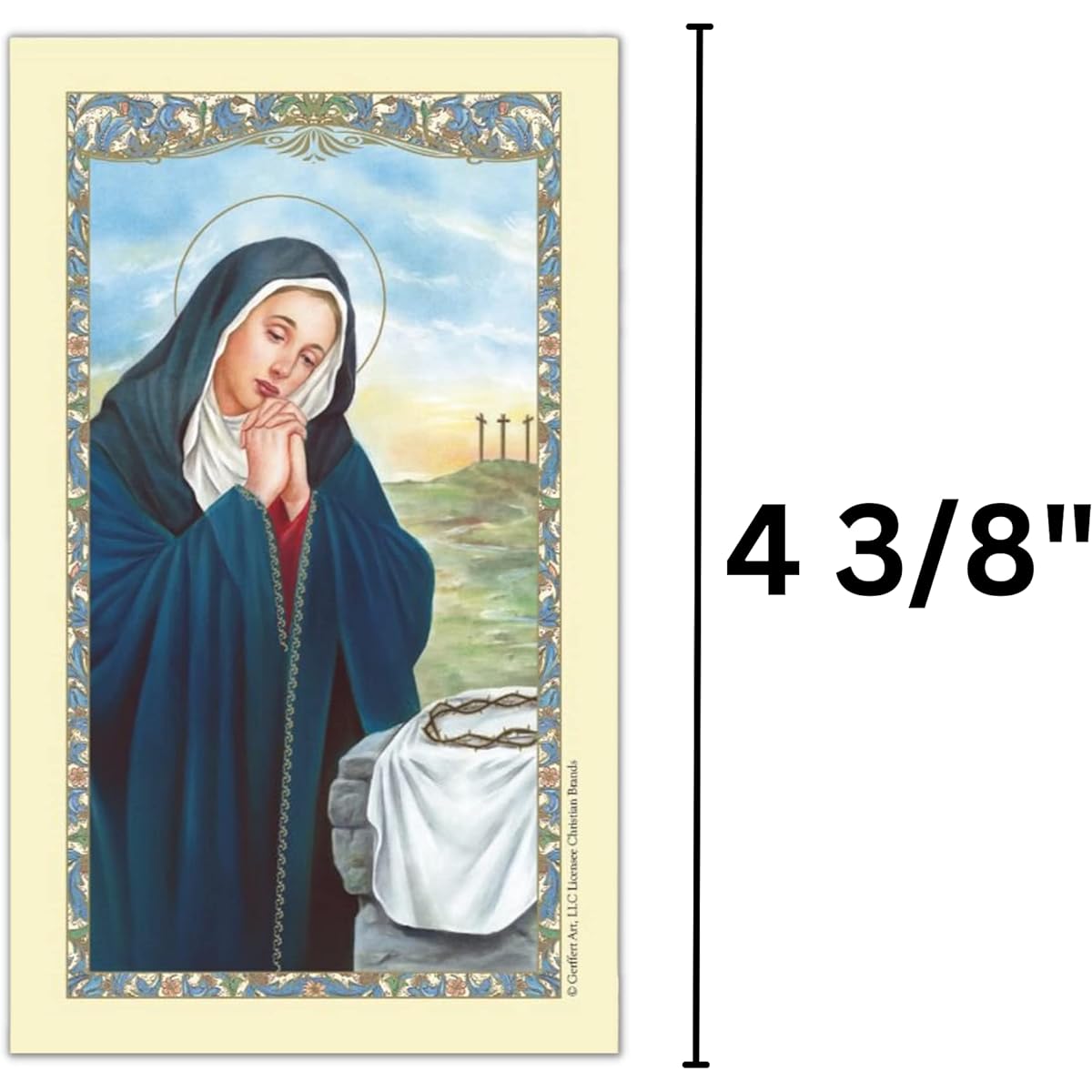 Needzo Holy Prayer Cards, Our Lady of Sorrows Laminated Prayer Handouts or Catholic Keepsakes, 2.625 x 4.375 Inch (Pack of 5)