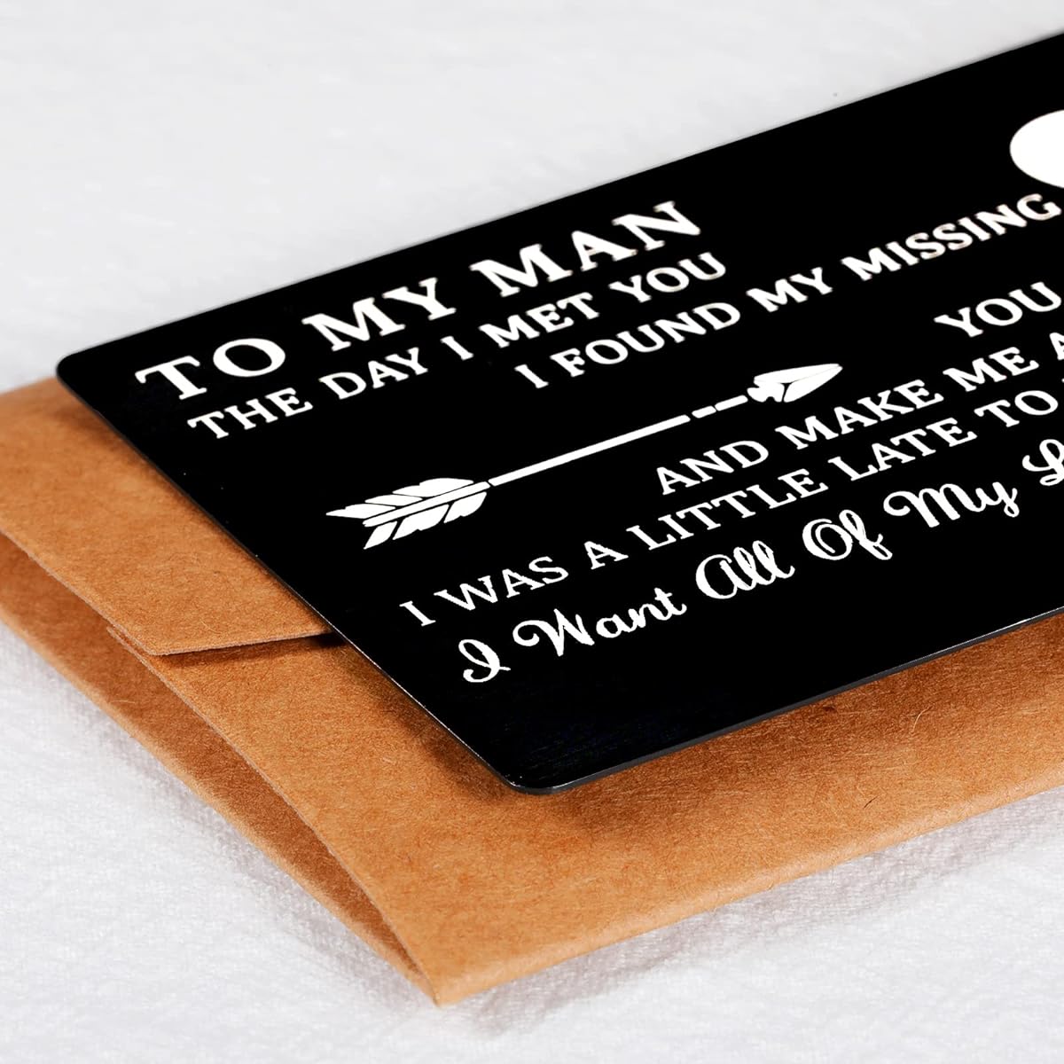 To Man Man Wallet Insert Card Engraved Love You Notes Christmas Gift for Him Husband Stocking Stuffer Boyfriend Birthday Anniversary Valentine Men Fiance Groom Wedding Engagement