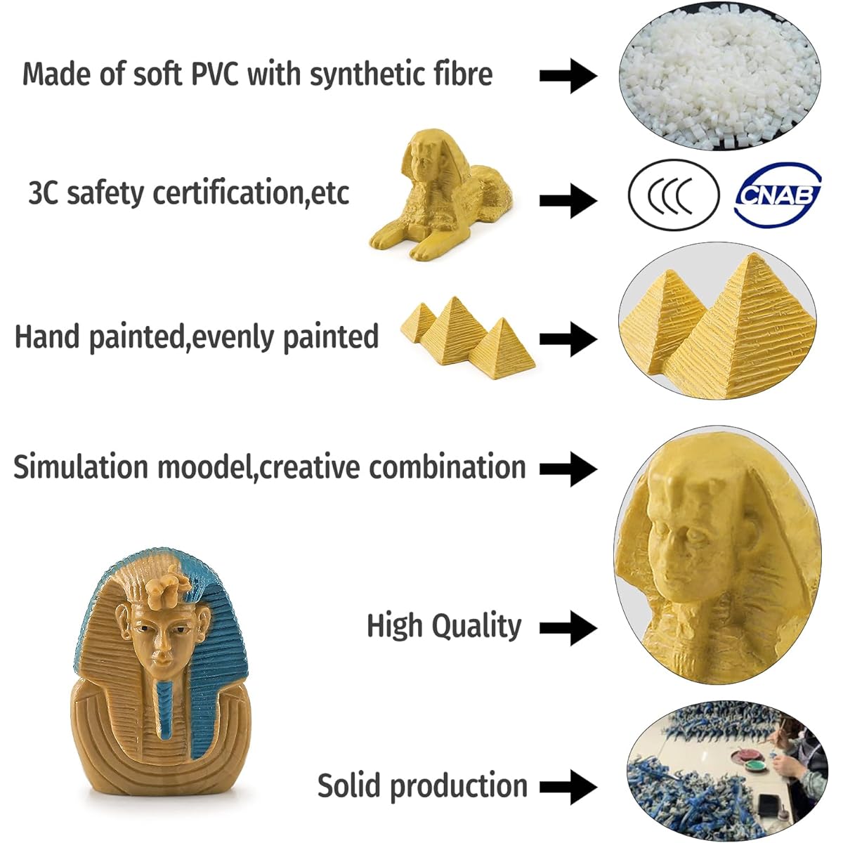 Atralo Service Ancient Egypt Model Toy Set, 12 Pieces Mini Realistic Pyramid Sphinx Model Toys Desktop Decor Collection Party Favors for Boys Girls Kids