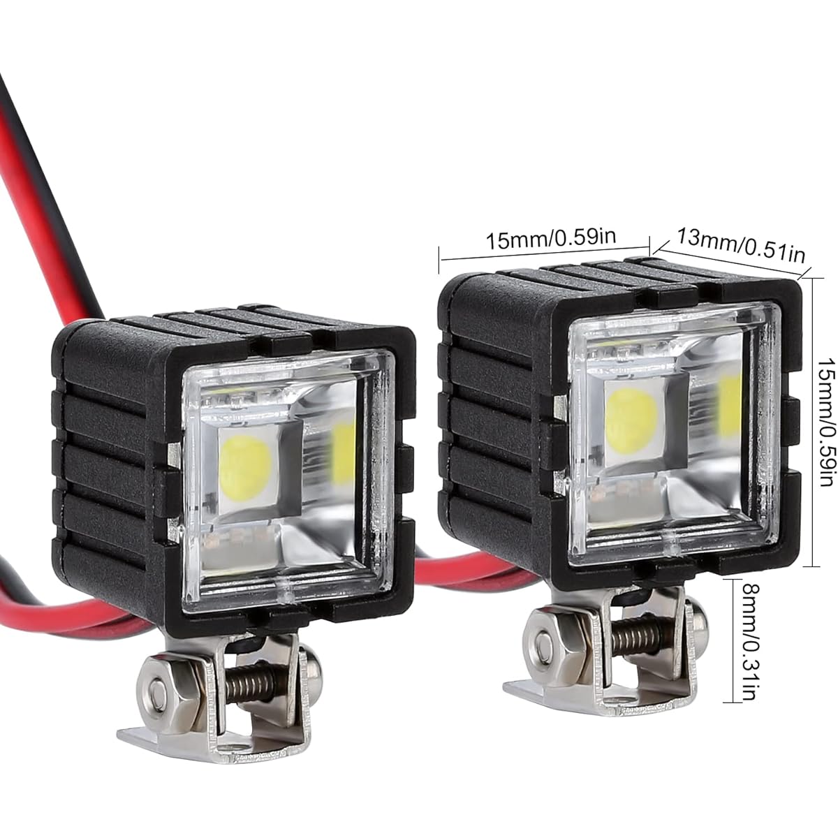INJORA RC Headlights RC Car LED Lights RC Spotlights for 1:10 RC Crawler Axial TRX4 TRX6 SCX10 90046 Wraith RR10 MST Redcat (Square)
