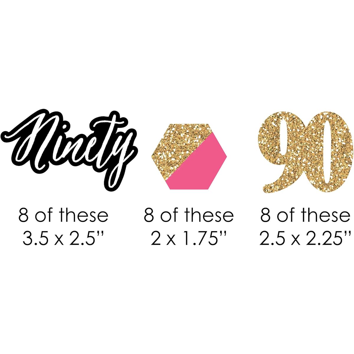 Big Dot of Happiness Chic 90th Birthday - Pink, Black, Gold - Paper Straw Decorations - Birthday Party Striped Decorative Straws - Set of 24