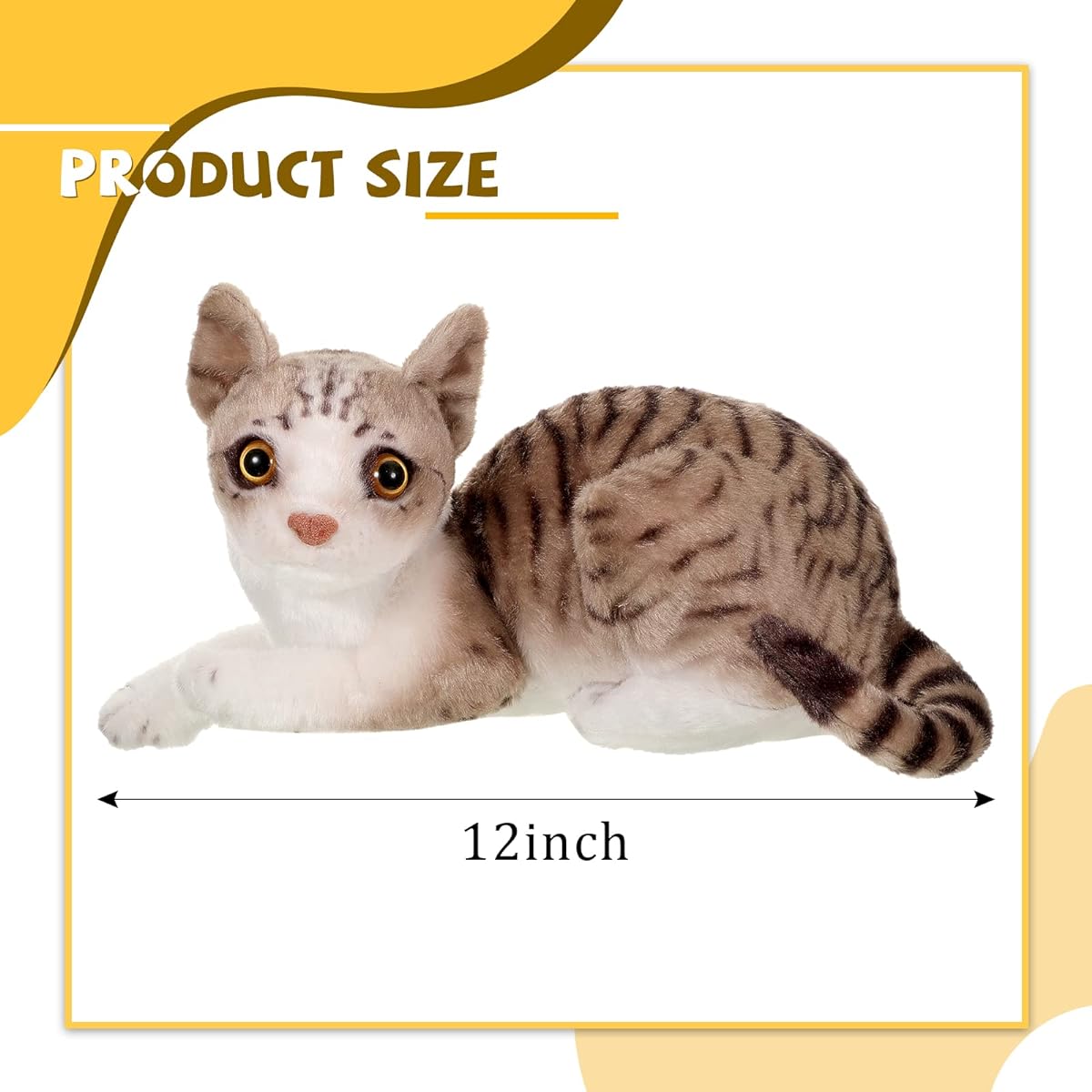 Woanger Siamese Cat Plush Toys 2 Pack 12 Inch Realistic Stuffed Grey Short Hair Toy Cat - 2 Styles