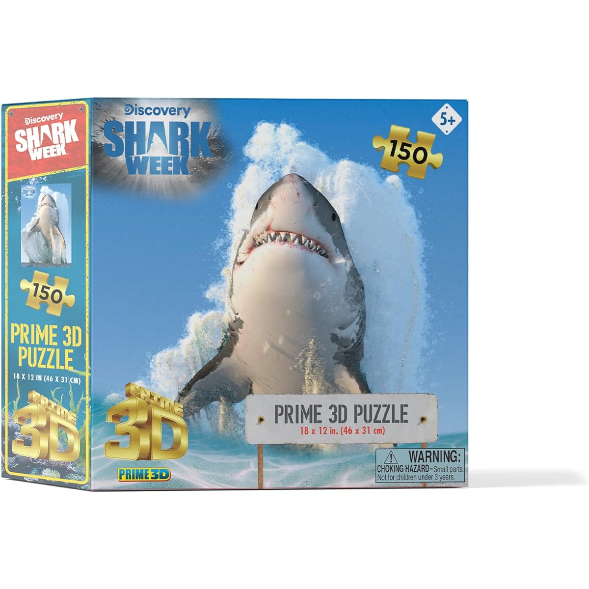 PRIME3D Kids Puzzles Discovery Channel Shark Week Great White Shark Lenticular Puzzle 150 Pieces