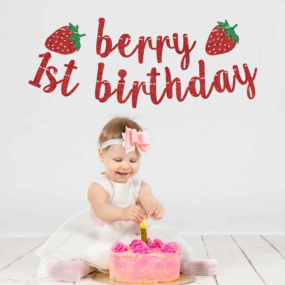 Berry 1st Birthday Banner, My 1st Birthday, Miss Onderful Decorations, Glitter Strawberry Theme, Happy 1st Birthday Party Decorations