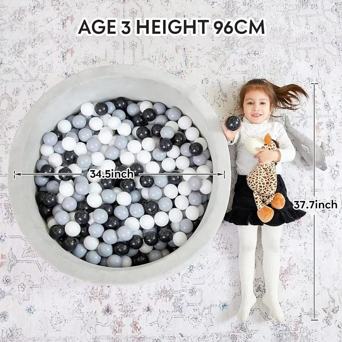 Durable and safe ball pit for toddlers Stable and soft Designed to feel like it's in mom's arms Easy to assemble Perfect for indoor and outdoor play (balls not included)