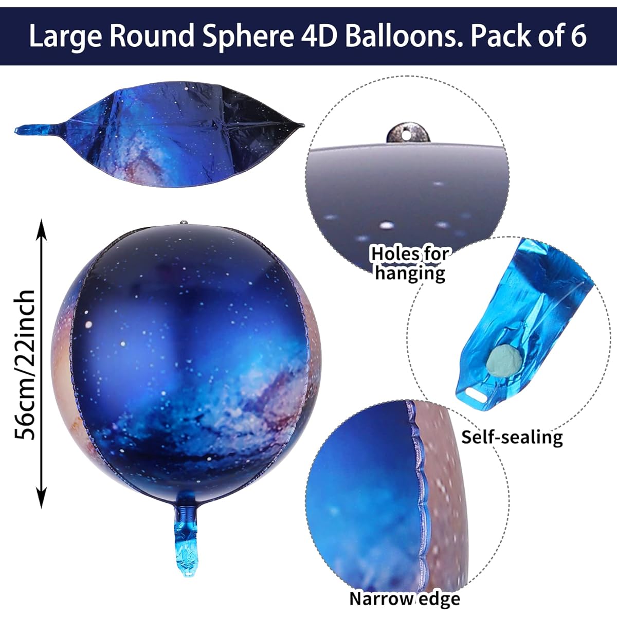 Thinp 6 Pieces Galaxy Balloon 22 Inch Space Balloon Planet Balloon Space Party Decorations Space Theme Party Supplies Galaxy Birthday Party Decorations Photo Background (Purple)