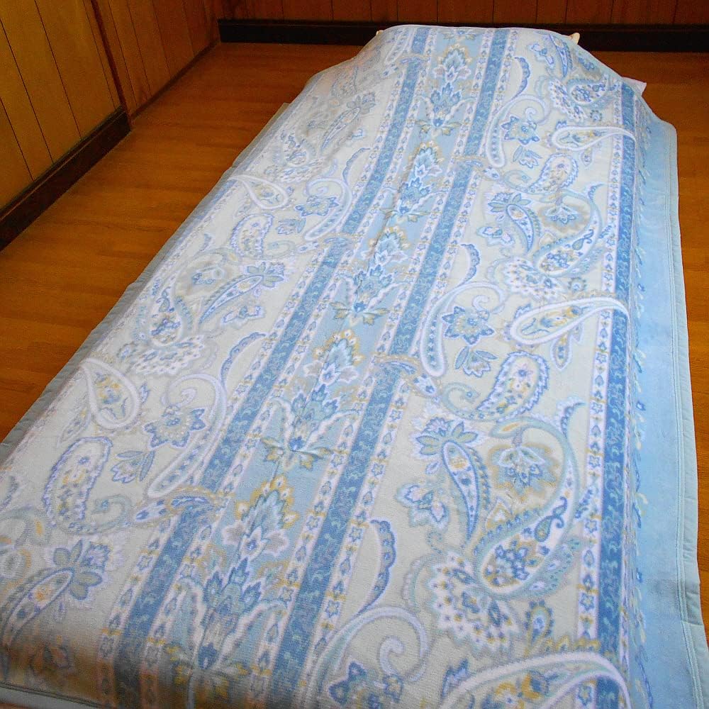 New Meyer cotton blanket, paisley pattern, single size, made in Japan (blue)