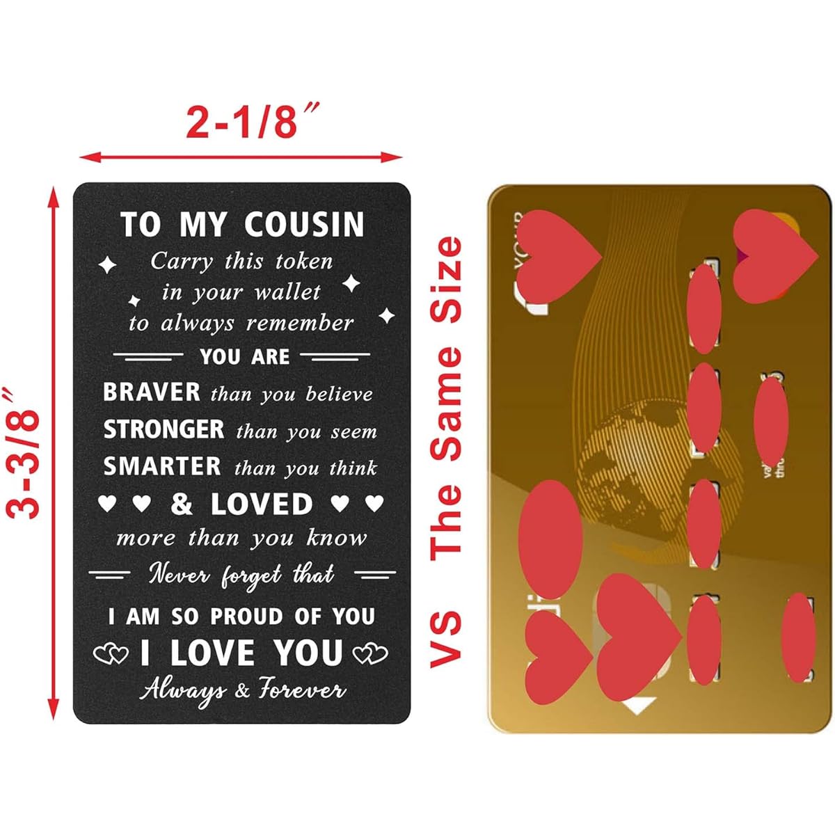 ENGZHI Cousin Gifts for Women and Men, I Love My Cousin Gifts for Girls and Boys, Proud Cousin, Birthday, Christmas, Graduation, Metal Engraved Wallet Card