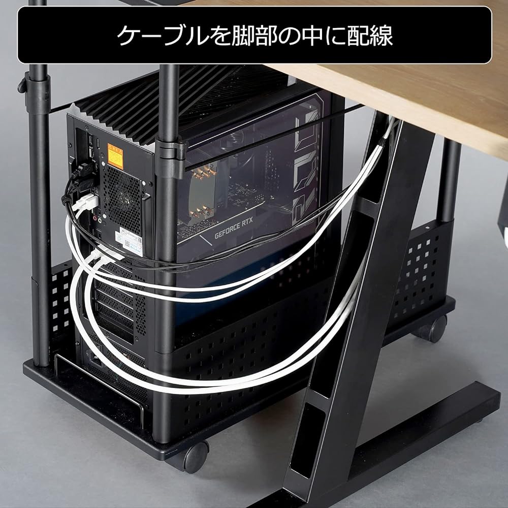Bauhutte Gaming Desk Cable Master Legs BHD-CM-BK Wiring Storage