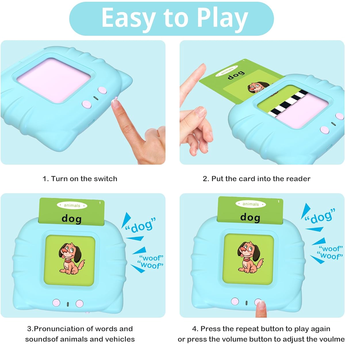 Toloso Talking Flash Cards 384 Words Blue