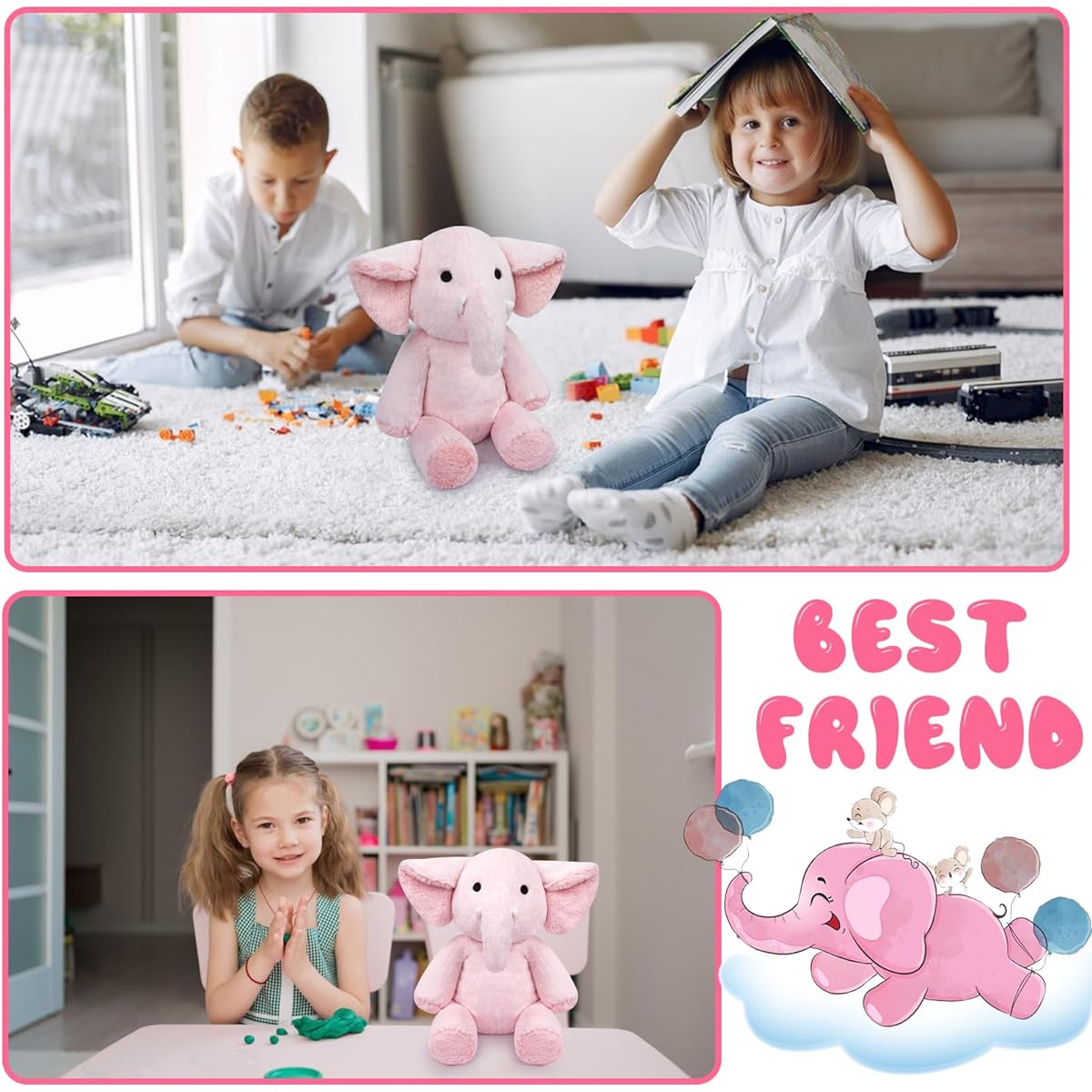 Leokawin Weighted Plush Toy 1,300 lbs Weighted Pink Elephant Plush Toy Cute Weighted Elephant Stuffed Animal Soft Elephant Stuffed Animal Gift for Kids and Adults