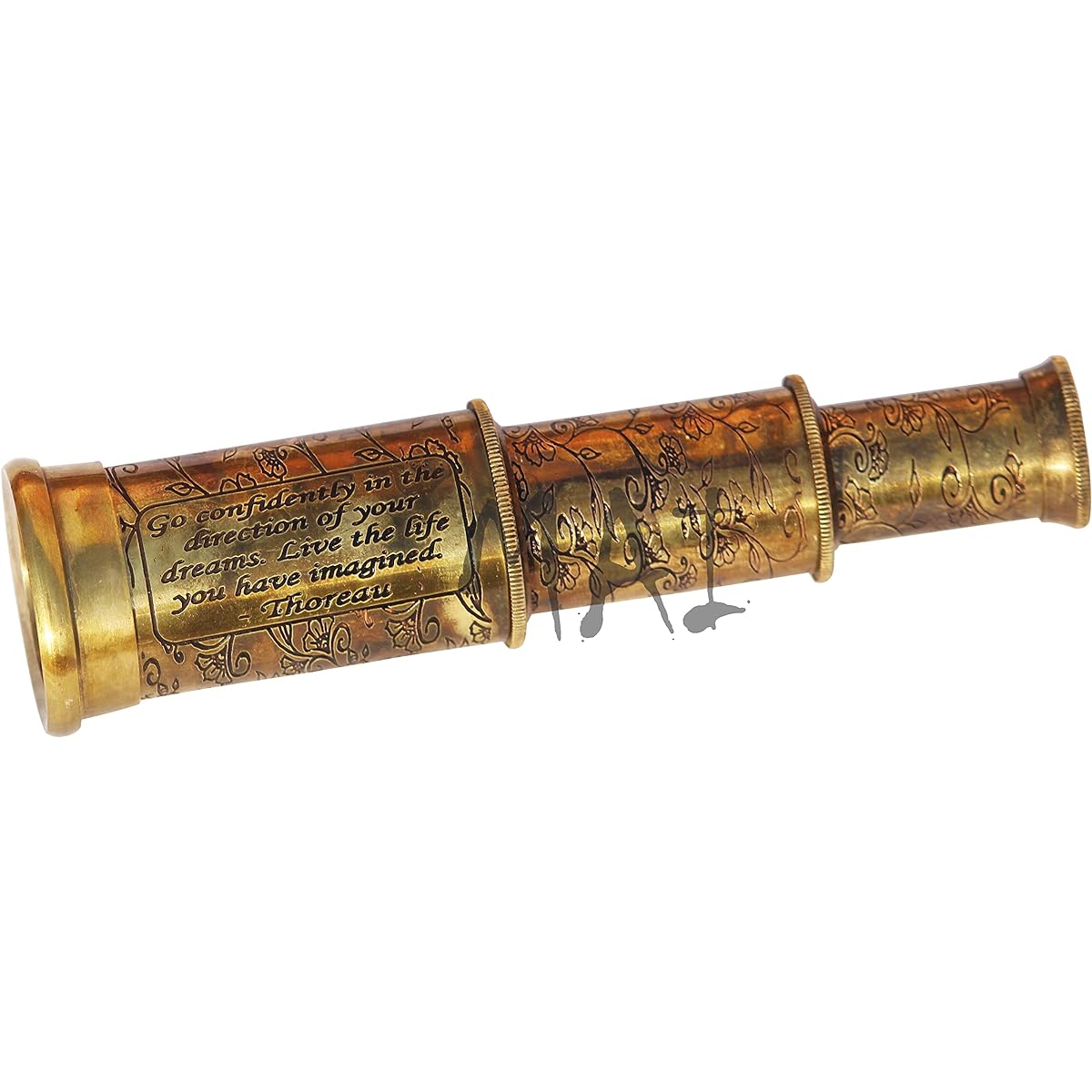 MAI Telescope Thoreau's Go Confidently Quote Engraved Brass Carved Antique Telescope Engraved Gifts for Kids Unique Gift Nautical Spyglass Scope Decor