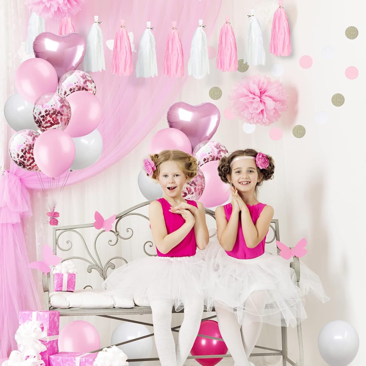 13th Birthday Decorations for Girls, Pink and White 13th Birthday Balloons, 13th Birthday Party Supplies for Daughter, Her, Kids, Pink Happy Birthday Banner, Hot Pink Number 13 Foil
