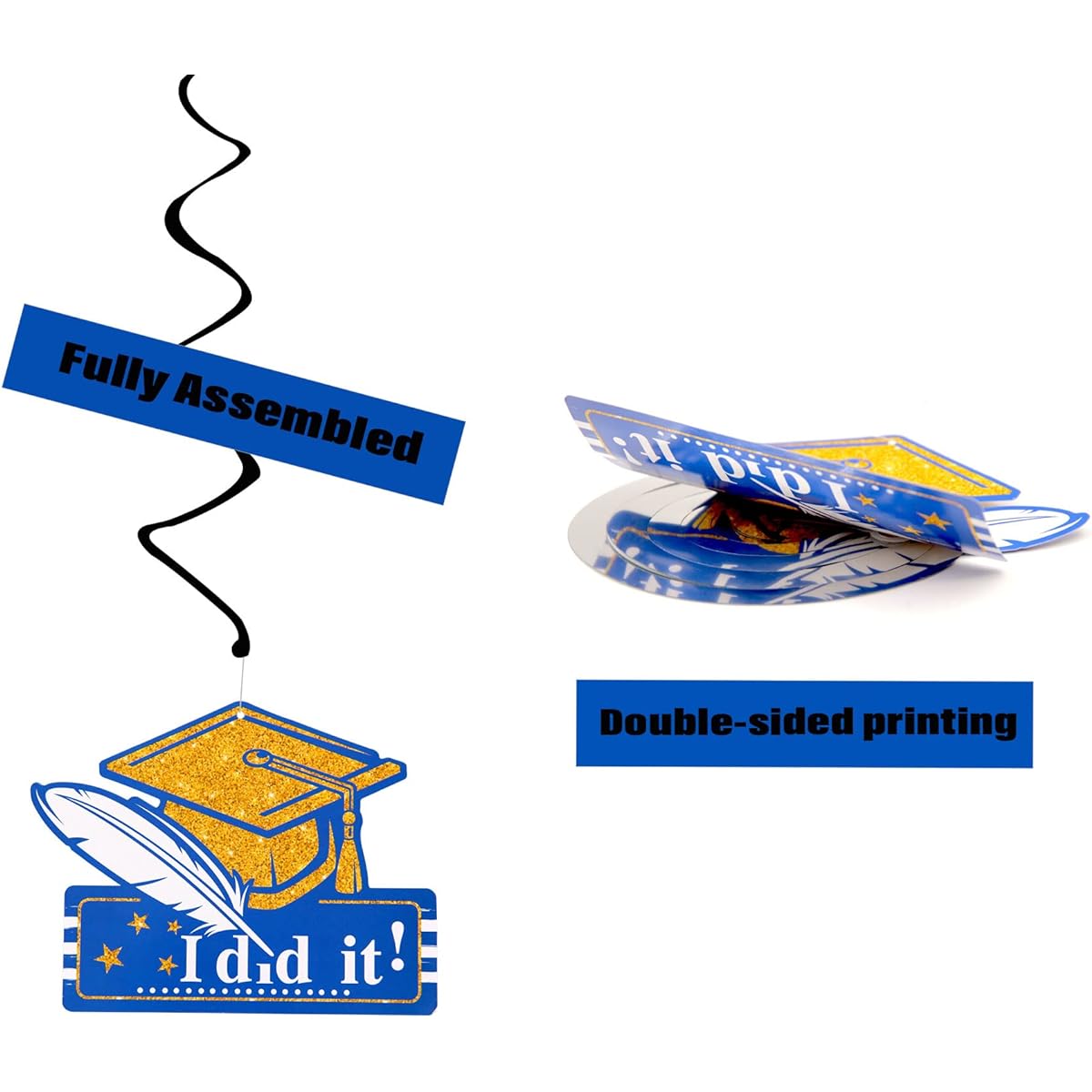 2021 Graduation Party Decorations Kit Hanging Swirls (18 Pieces) Navy Blue Black and Silver, Class of 2021 Graduation Party Supplies Decorations, Congratulations Swirls for Graduation Celebration
