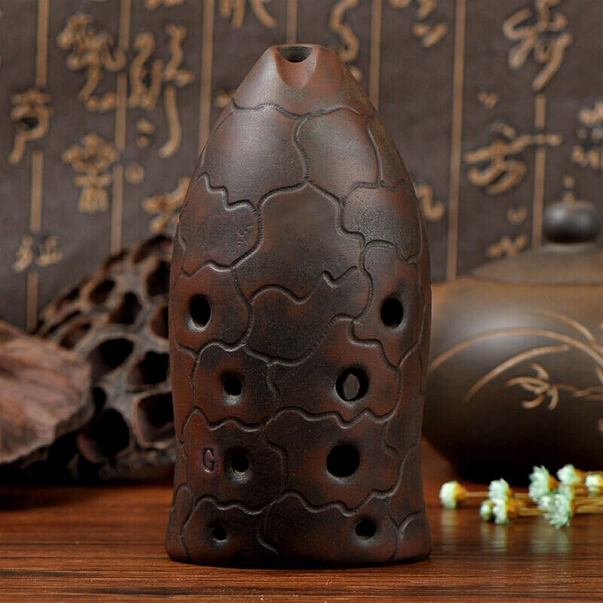 Double Cavity 10 Holes Pottery Xun Adult Beginner 10 Holes Fish Shape G Tune Ocarina Kids Practice Xun Ocarina Musical Instrument