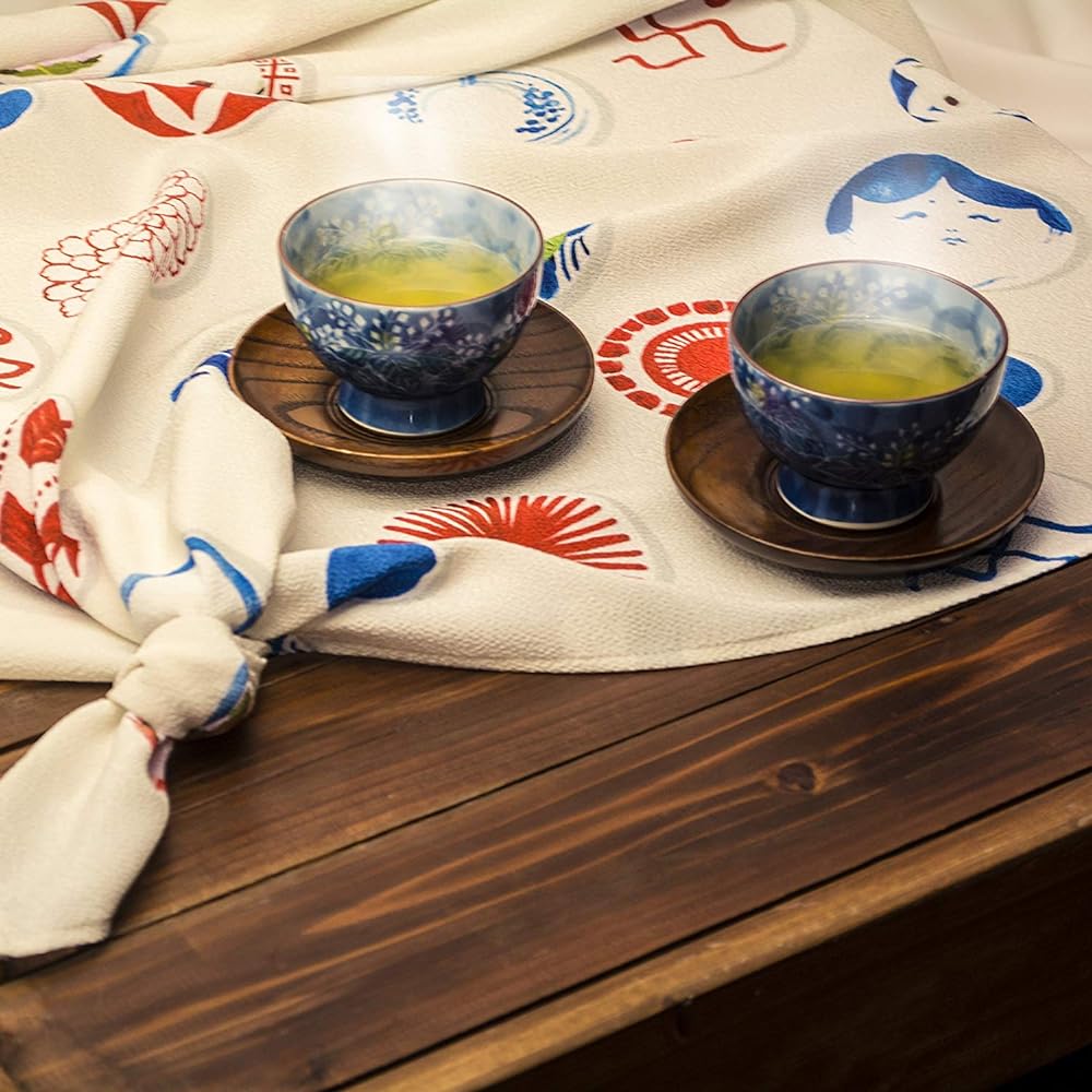 Asakura Senfu Furoshiki - Approx. 96 x 96cm Asakura Senfu Super Water Repellent Furoshiki Nagare Chirimen Small Plate