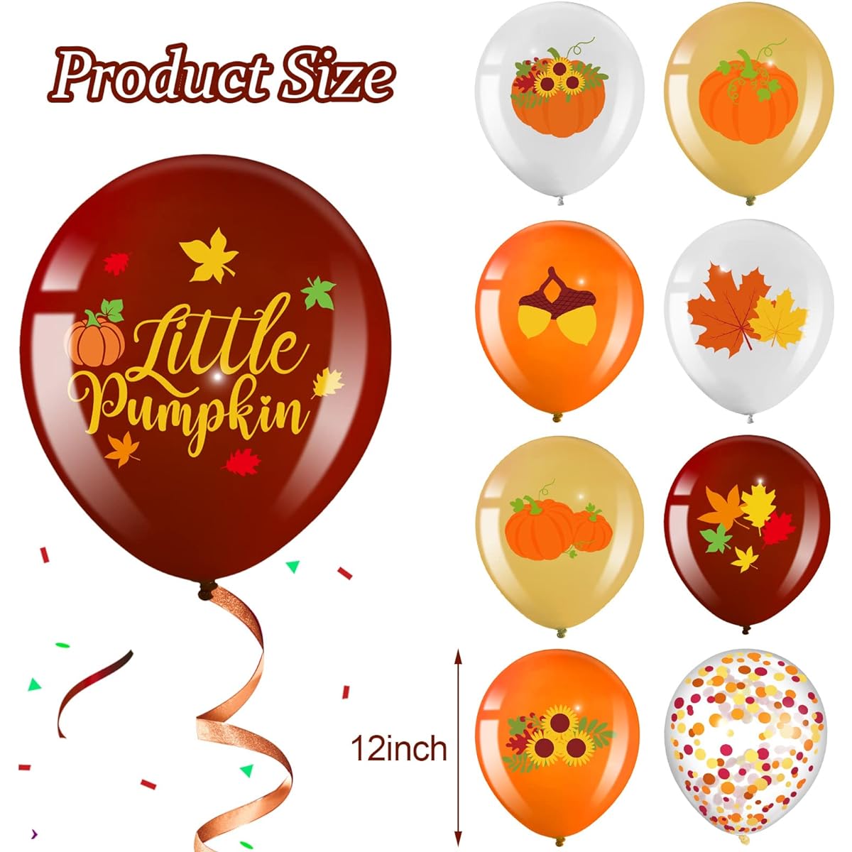 Charnoel 45 Pieces Small Pumpkin Balloons Thanksgiving Party Balloons Fall Theme Decorations Baby Shower Kids Birthday Wedding Favors 12 Inch Orange White Gold