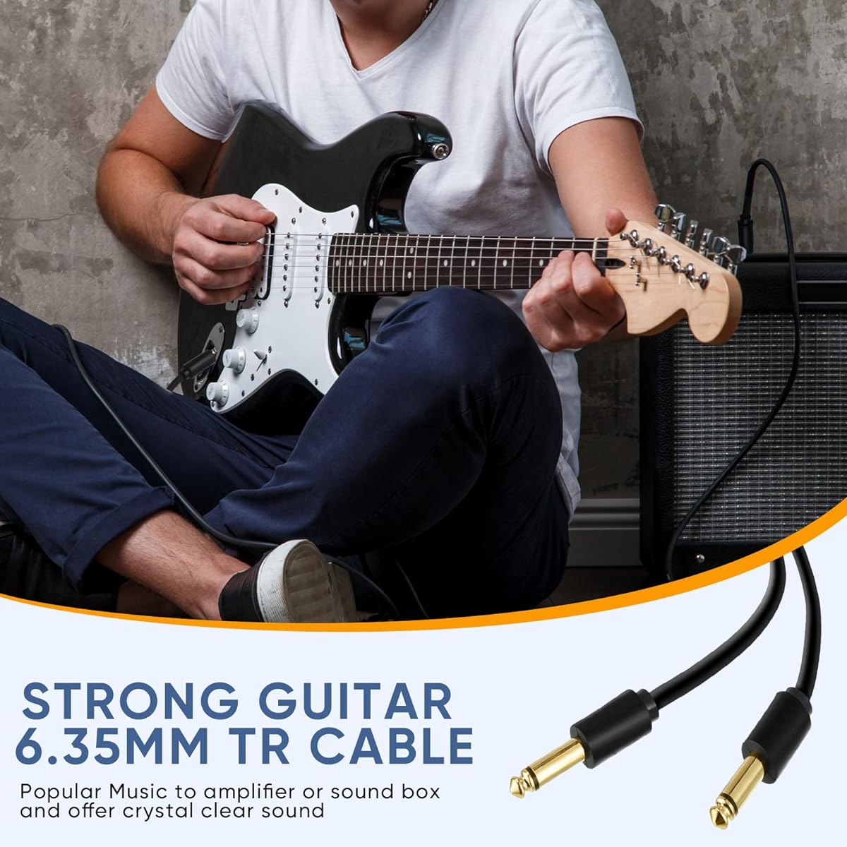 Xuhal Guitar Cable 10ft TS 1/4" Straight to Straight Instrument Cable 6.35mm Male Jack Stereo Audio Interconnect Cord Black Balanced Guitar Cable for Amplifier Keyboard Electric Bass Amplifier