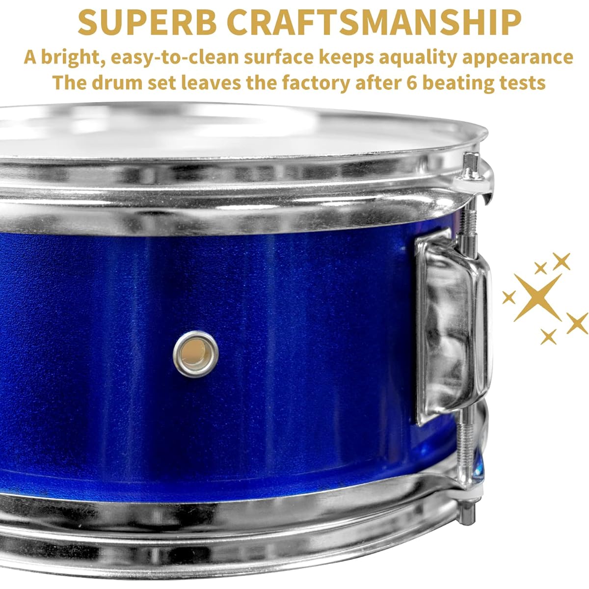 Children's Drum Set 3 Piece Beginner Drum Set (Blue)