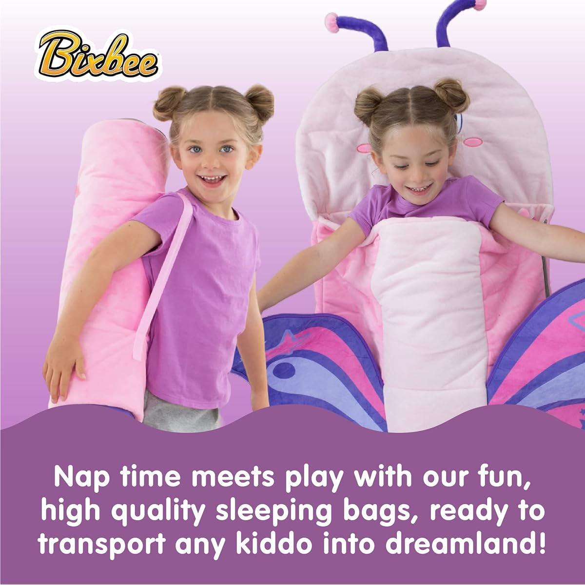 Bixbee Kids Sleeping Bag Soft Sleepy Sack for Kids & Toddlers | Easy Roll-Up Design for School/Daycare/Nap 60" x 22" | Cozy Pajama Bag with Lined Interior for Girls and Boys