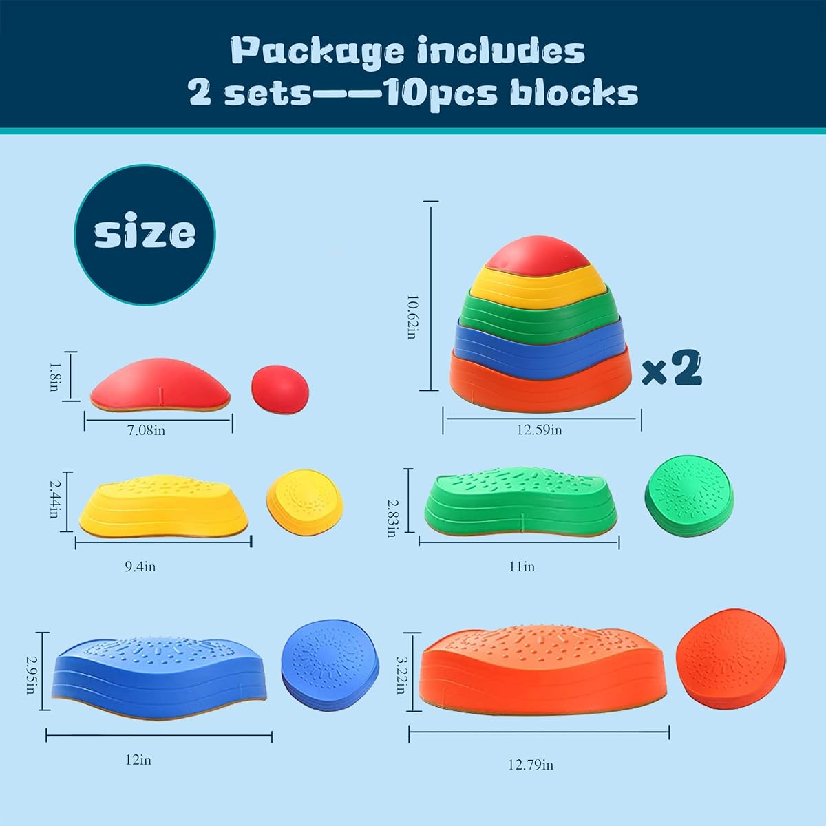 makarci Step Balance Stepping Stones Obstacle Course Coordination Game for Kids and Families - Indoor or Outdoor Sensory Play Toy Toddler Ages 3 4 5 6 7 8+