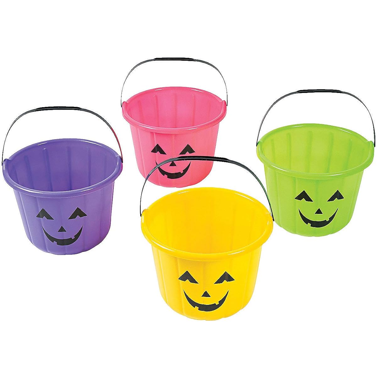 Neon Jack O'Lantern Trick or Tree Bucket (Set of 12) Halloween Supplies