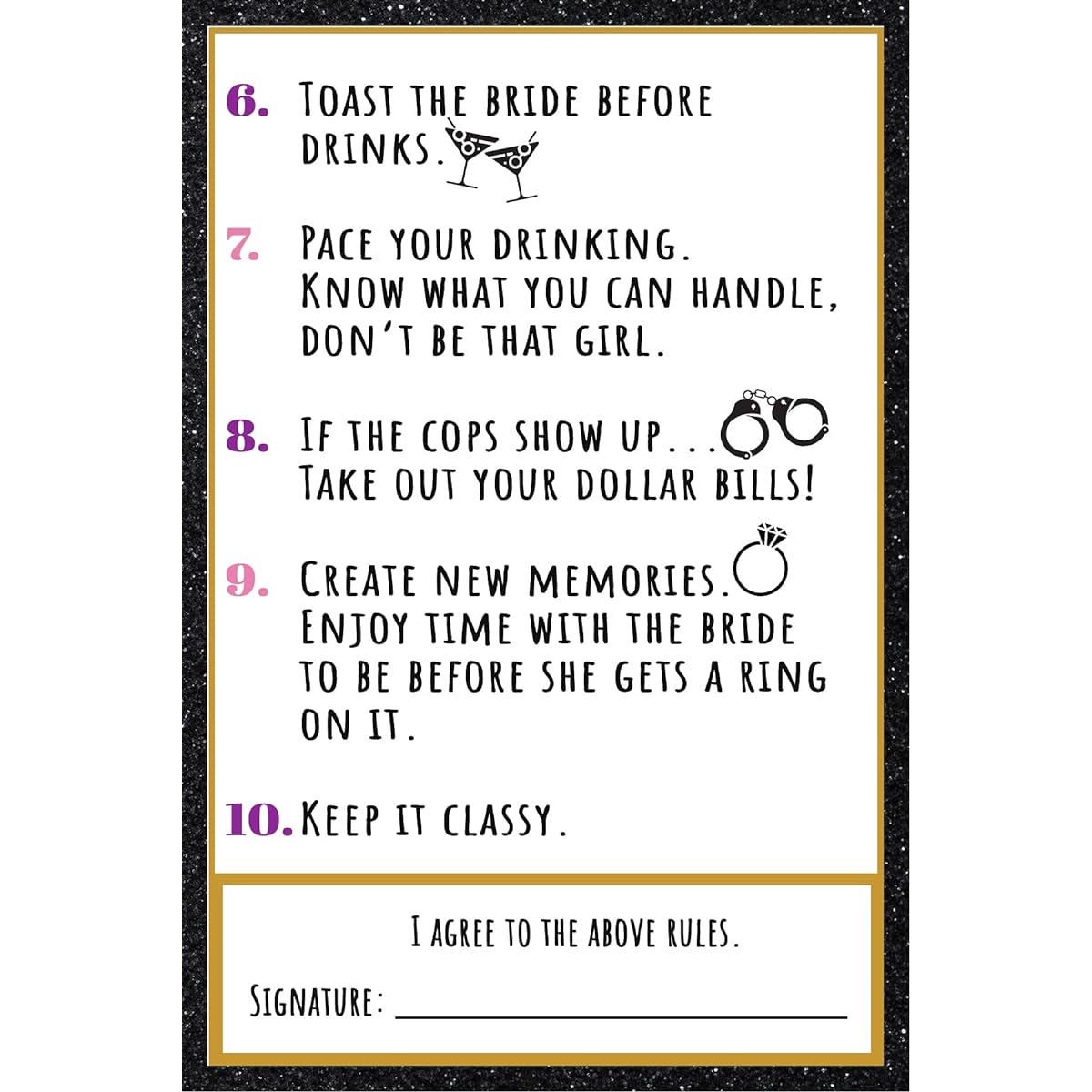 Bachelorette Party Rules - Set of 10 Cute Bachelorette Party Cards, Start the Night Off! Bachelorette Cards, Bachelorette Cards for Bride, Bridal Party Gifts, Maid of Honor Supplies, Proposal Pack