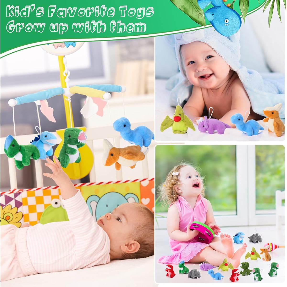 Skylety 40 Pieces Mini Dinosaur Plush Set, Small Dinosaur Animal Keychain Toy Dinosaur Stuffed Animal Set for Kids Party Favors Doll Machine Treasure Carnival Prize