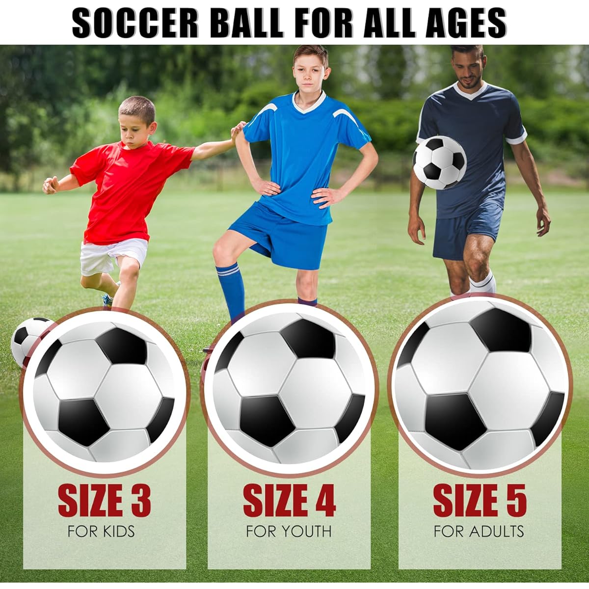 jiaonun Classic Soccer Balls 12 Pack Size 3/4/5 Inflatable with Pump for Kids Youth Adults Black and White Soccer Balls Bulk