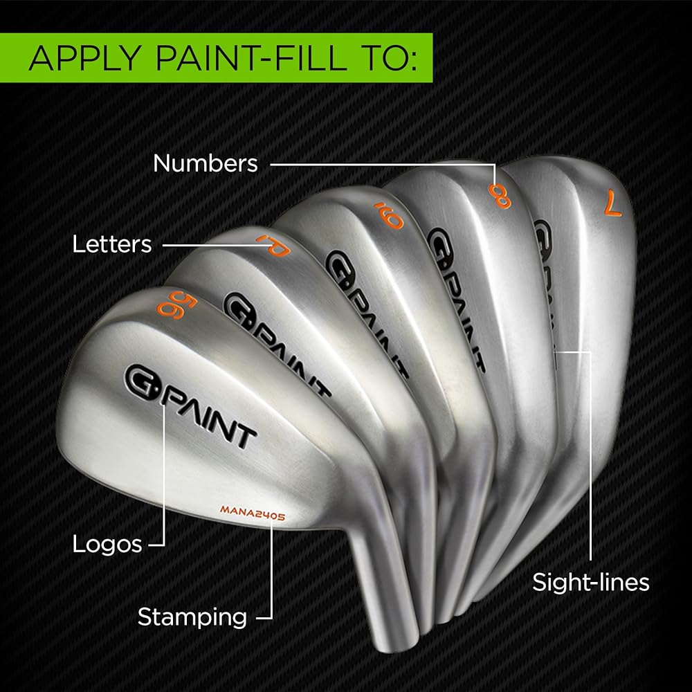 G-Paint Golf Club Paint for Touch Up/Filling/Customizing/Renovation 8-Pack 10ml Bottles Black White Red Blue Yellow Pink Orange Green