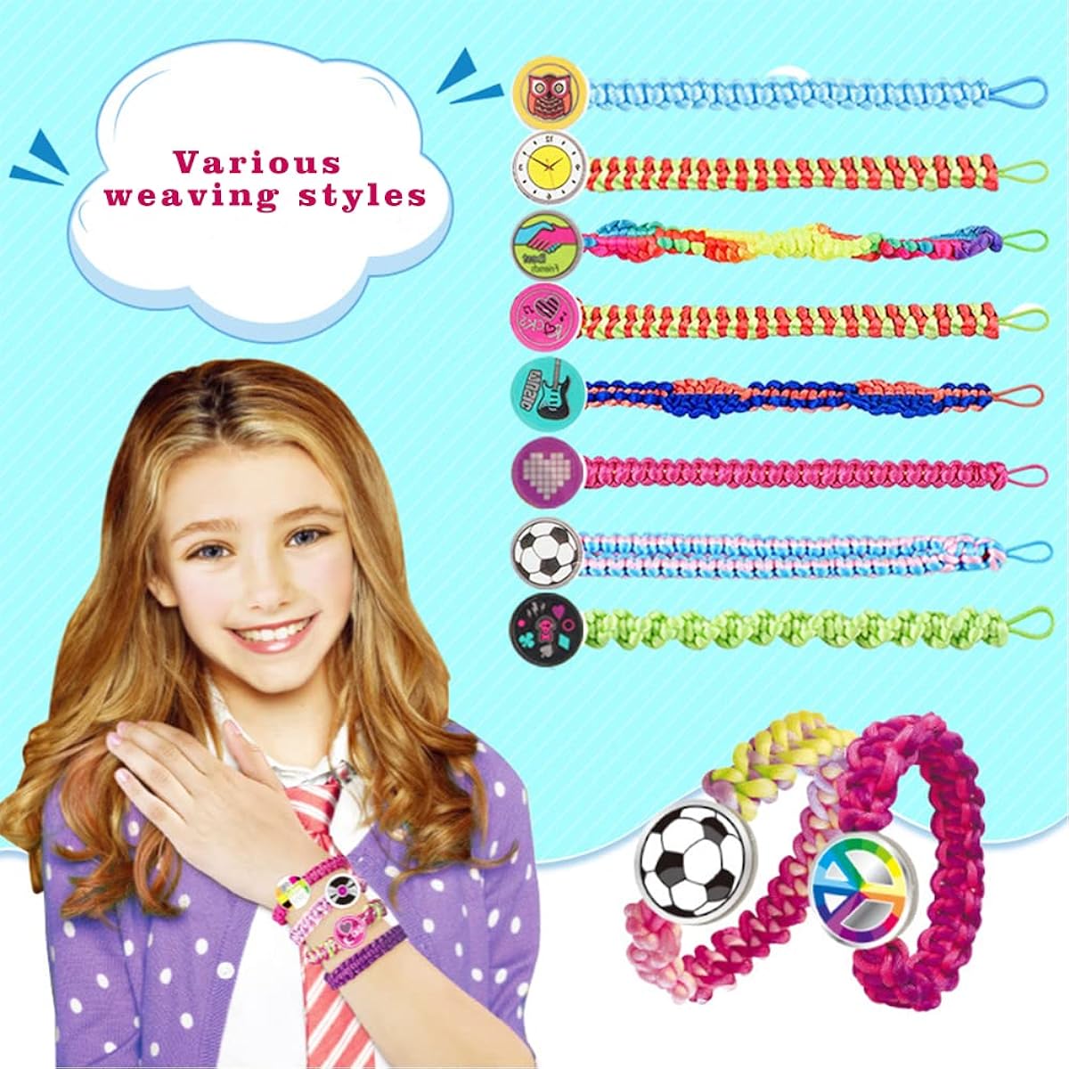 Friendship Bracelet Making Kit for Girls, DIY Loom Friendship Bracelet Kit for Girls Ages 5 6 7 8 9 10 11 12 13 with Bracelet Stringing and Challenging Activities for Teens, Great Birthday and Christmas Gifts for Girls