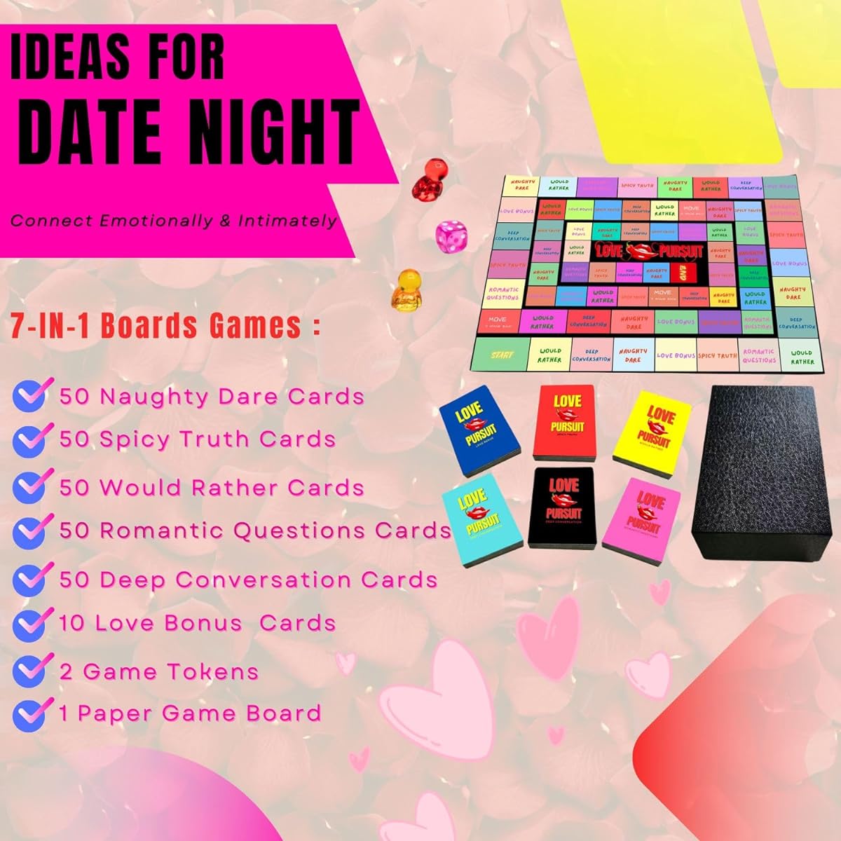 OUO Hoorays Board Game for Couples 7 in 1 Couples Date Night Ideas 260 Couple Card Games Naughty Dare Spicy Tars and More - Birthday Anniversary Valentine Gift