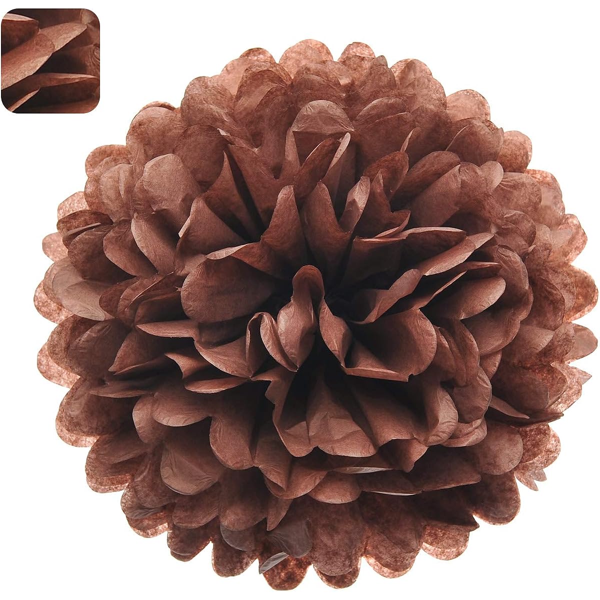 10" Brown Tissue Pom Poms DIY Tissue Paper Flowers Birthday Wedding Baby Shower Tea Party Dessert Table Decorations Pack of 18
