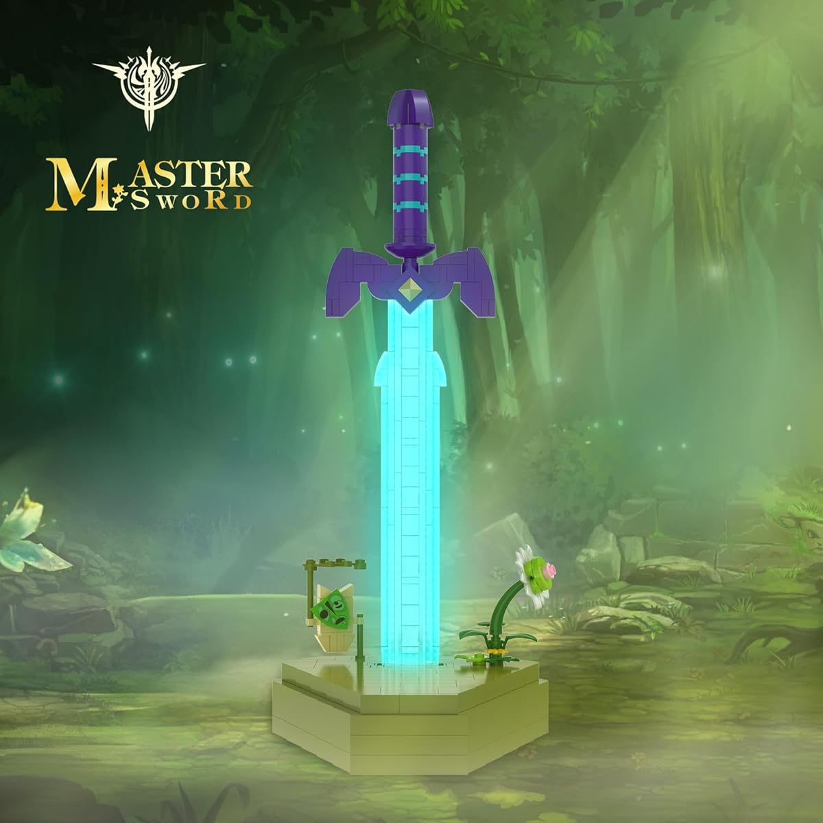 Luminous Master Sword Building Blocks Set with Korok Yahaha, Unique BOTW Decoration and Building Toys, Perfect Gift for Fans (327 Pieces)
