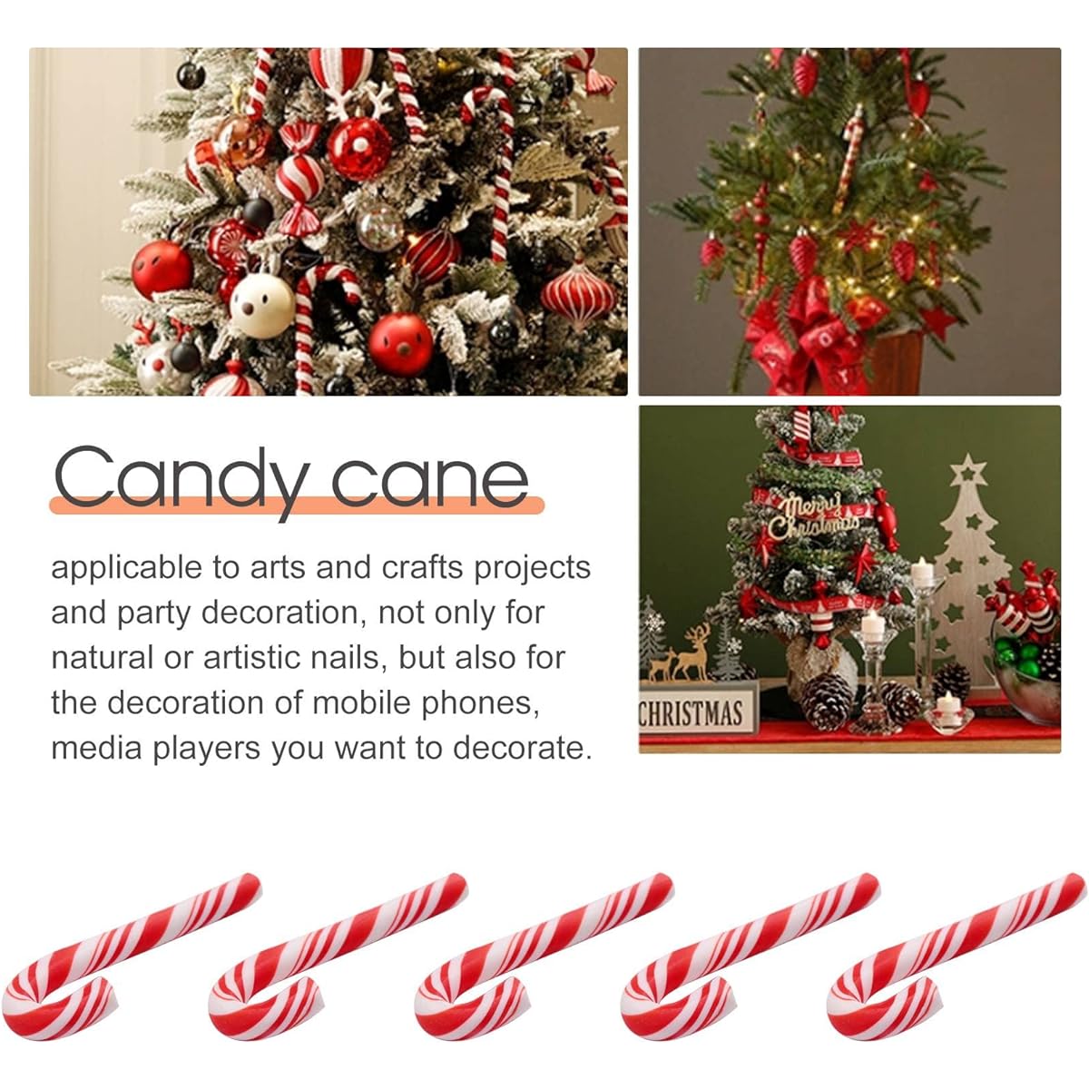 Exogio 100pcs Red and White Handmade Christmas Candy Canes Miniature Food Dollhouse Home Decor Clay Candy Canes