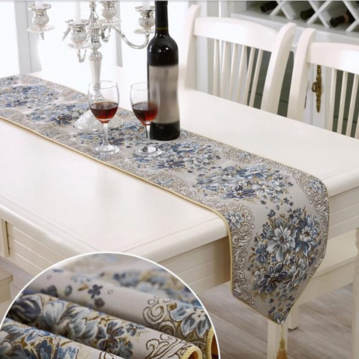 Table Runner Embroidered Table Center Table Top 28*270cm Decoration Cabinet Table Center Dining Table Runner Luxurious Jacquard Nordic Washable Durable Decoration Simple Banquet TV Stand Placemat Blue 28*160cm Blended zjp