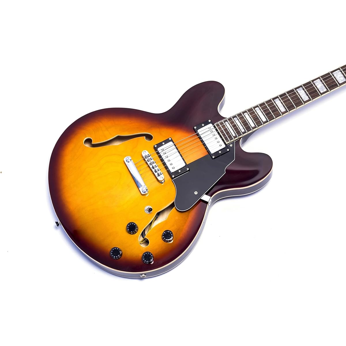 Grote Full Scale Electric Guitar Semi-Hollow Body Guitar Bone Nut (Sunburst)