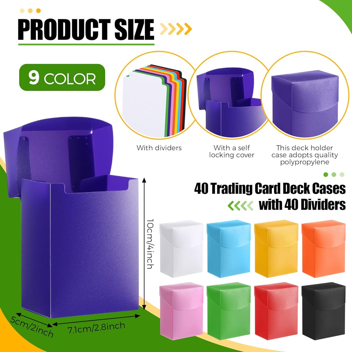 TCG Deck Card Box with Dividers 80 Cards Trading Card Deck Case 40 Cards 40 Dividers Card Game Storage Organizer Playing Card Case Card Carry Case for Trading Cards Gaming Cards Sports Cards
