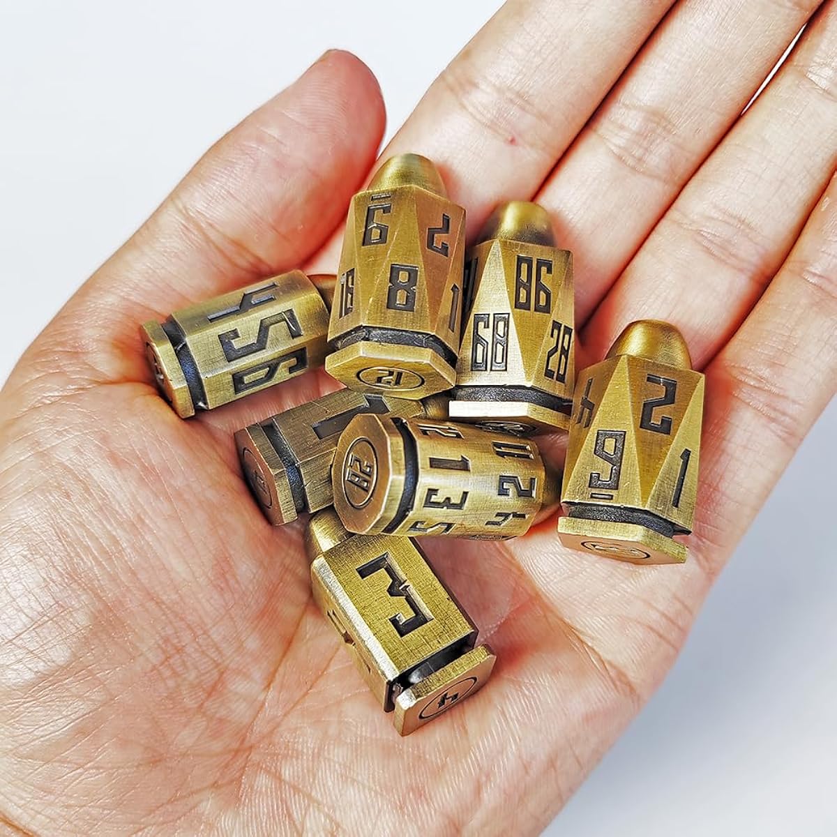 Rollooo Bullet Metal Dice Set Antique Bronze Dungeons & Dragons RPG Table Board Game
