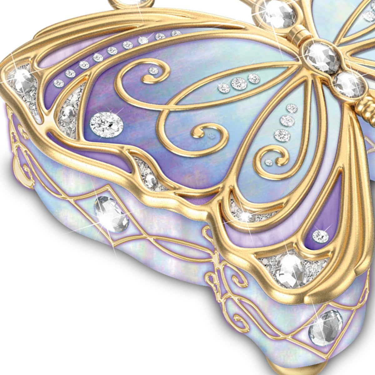 Bradford Exchange The Butterfly Heirloom Porcelain Collectible Music Box with Velvet Lined Storage