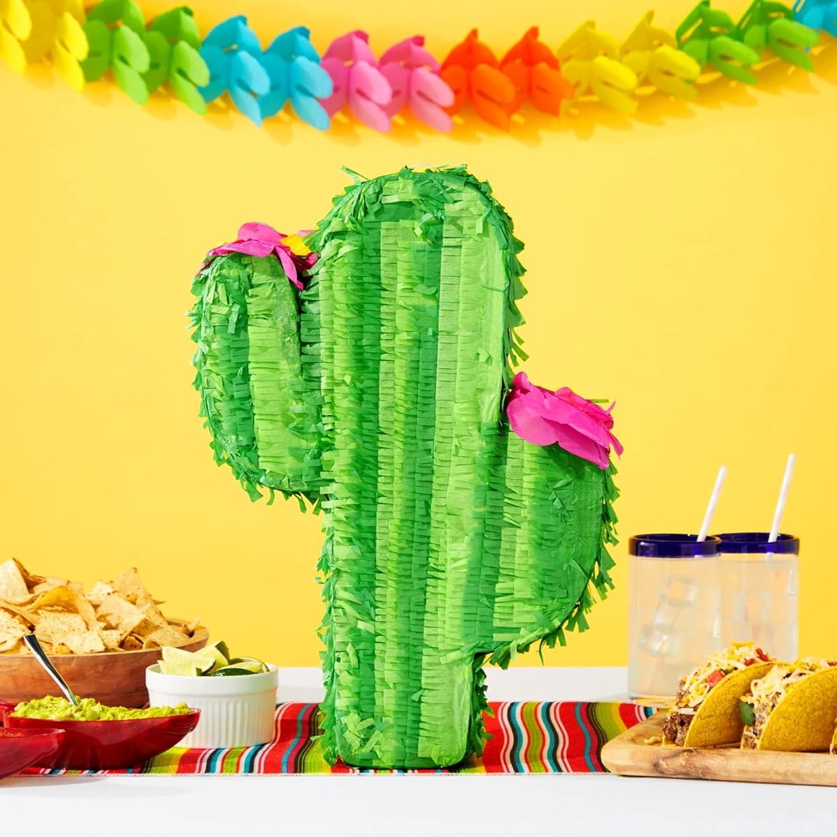 Small Cactus Pinata for Kids Birthday, Baby Shower, Cinco de Mayo, Mexican Fiesta Party Decorations (17 x 11.5 inches)