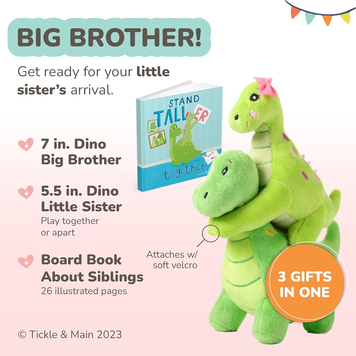 Tickle & Main Big Bro Lil Sis Dinosaur Set