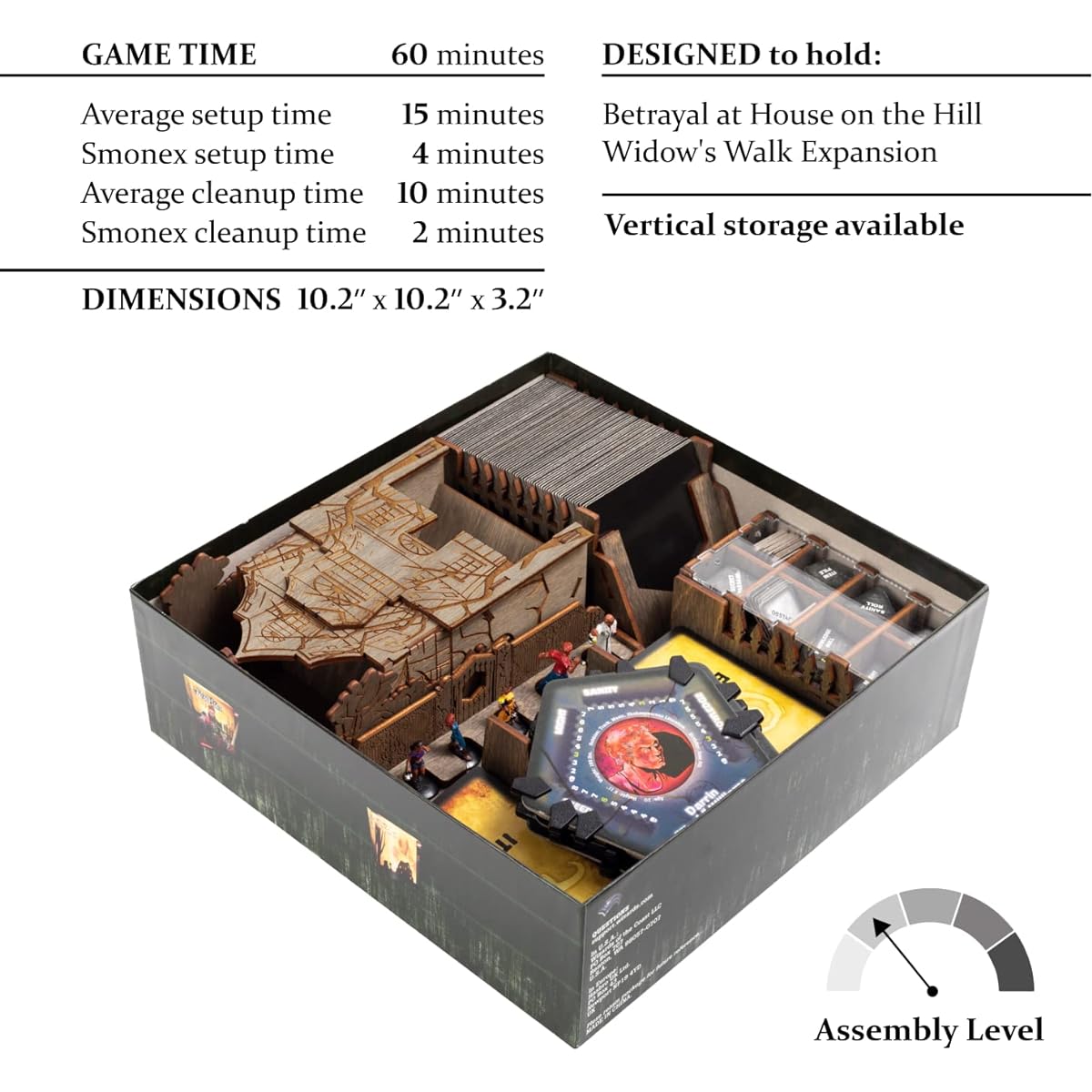 SMONEX Wooden Organizer for Betrayal at the House on the Hill - Storage Organizer Carved Design Amazing Dice Tower - Great Board Game Accessories and Gifts for Board Game Fans
