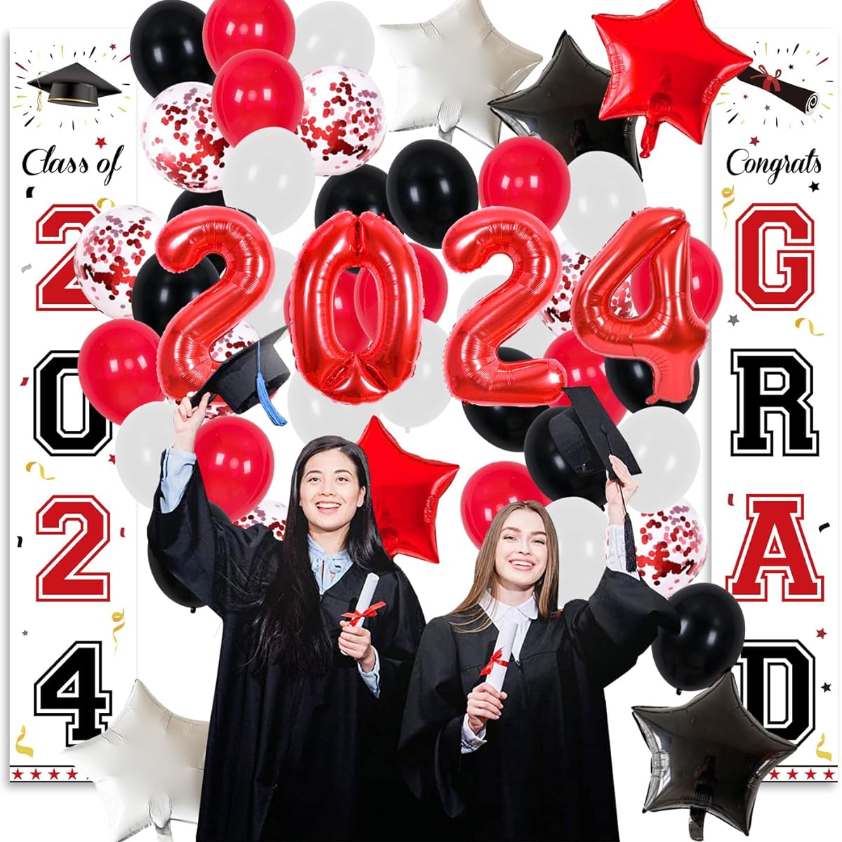 Graduation Decorations 2021 Red Black Graduation Party Supplies 2021 Red Black 2021 Graduation Party Decorations Graduation Party Supplies 2021 Graduation Party Decorations