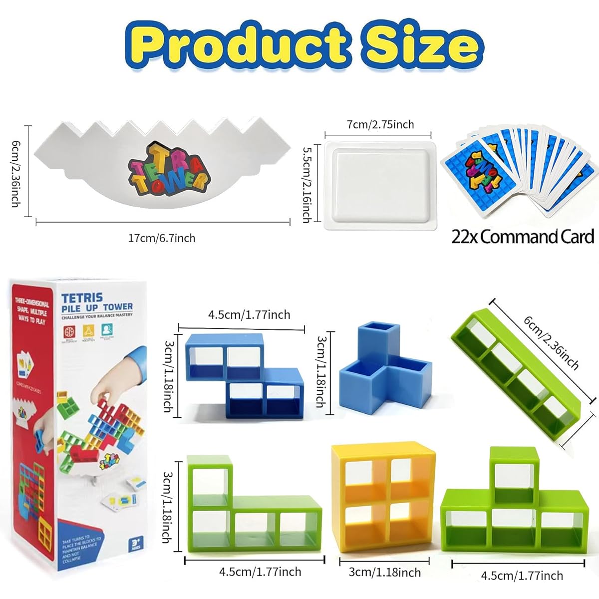 NORABORKEY 48 Pieces Tetra Tower Game Balance Stacking Blocks Game for Kids & Adults 2+ Players Stack Attack 3D Tetra Tower Game for Friends Classroom Family Game Night Party Team Building Game Toy