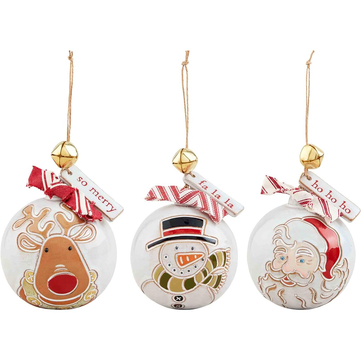 Mud Pie Stoneware Christmas Ornament Santa 4" Diameter