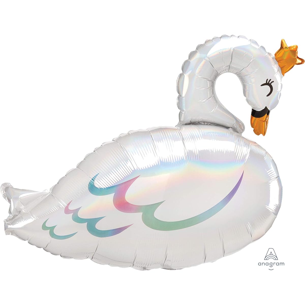 Anagram 29" Iridescent Swan Foil Balloon, Multicolor