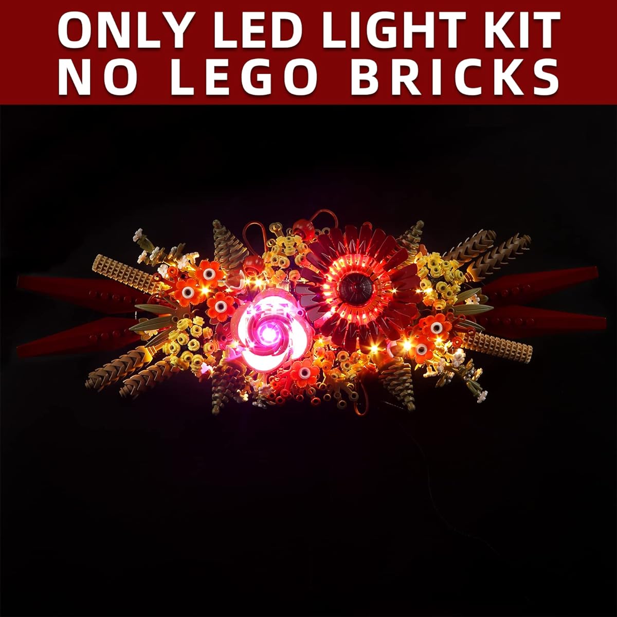 Bourvill LED Light Kit for Lego Dried Flower Centerpieces 10314 Light Set Compatible with Lego 10314 Set Classic Version (Light Kit without Model)