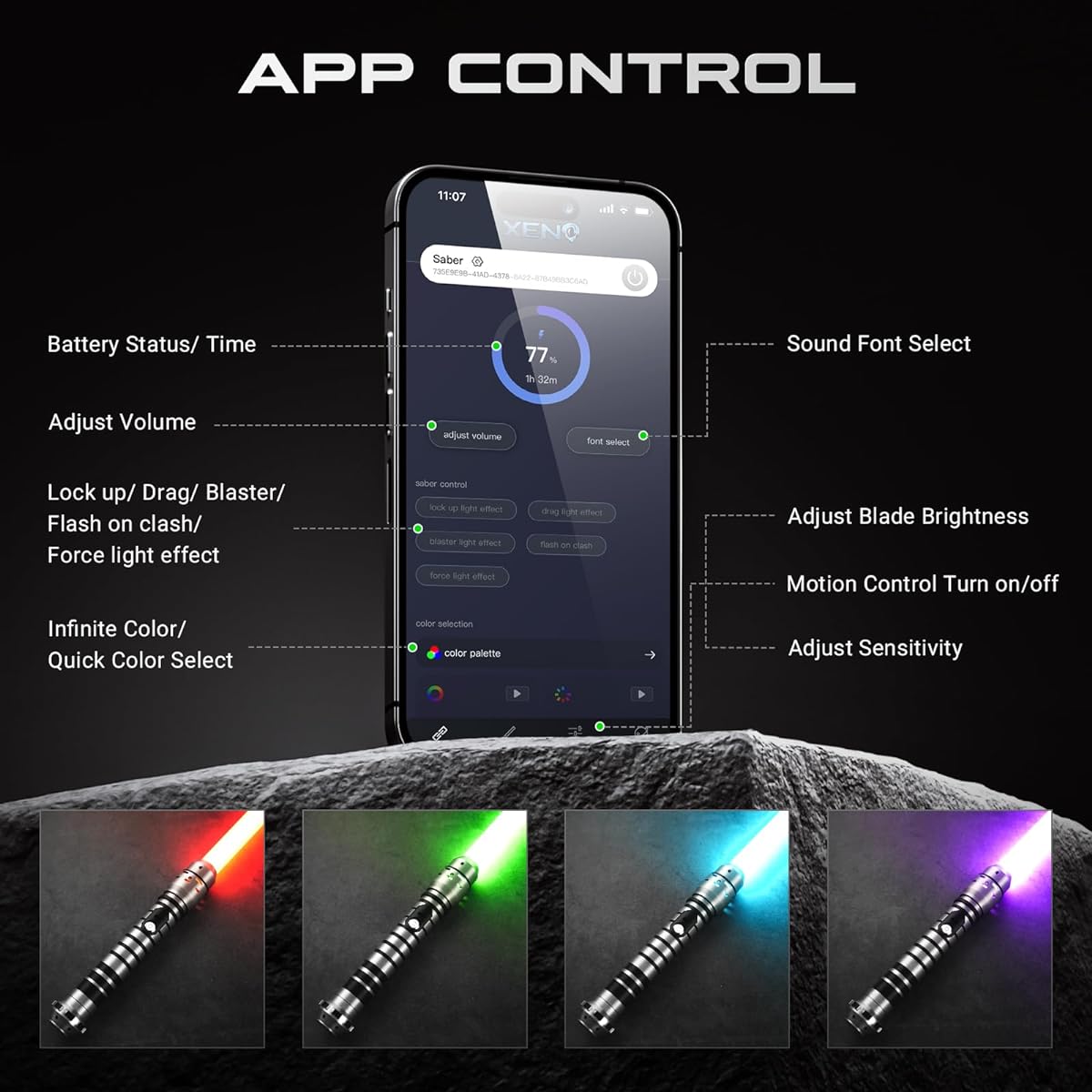 DAMIENSABER Upgrade Xenopixel 3.0 Motion Control Smooth Swinging Lightsaber 34 SoundFonts Infinite Colors 16 RGB Fast Color Change Metal Hilt Dueling Lightsaber for Adults